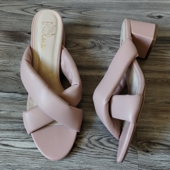 Lulus Pink Puffy Cross Strap Heeled Sandals Women's Size 10 - Picture 1 of 5